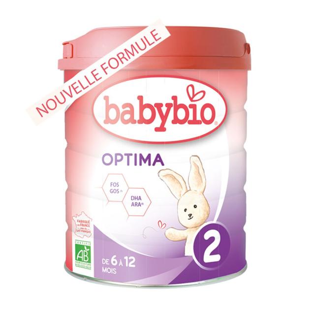 foto суміш дитяча, молочна, органічна babybio optima2 для дітей від 6 до 12 місяців, 800 г