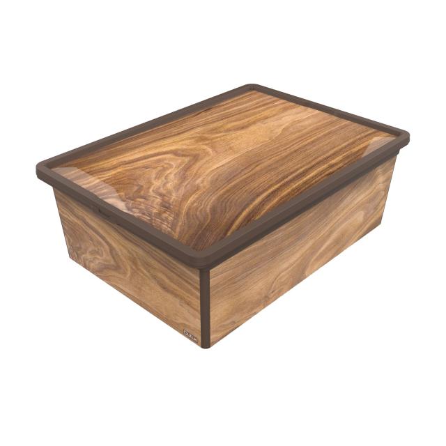foto контейнер для зберігання з кришкою qutu trend box wood 17.5*37*52.5 см, 25 л