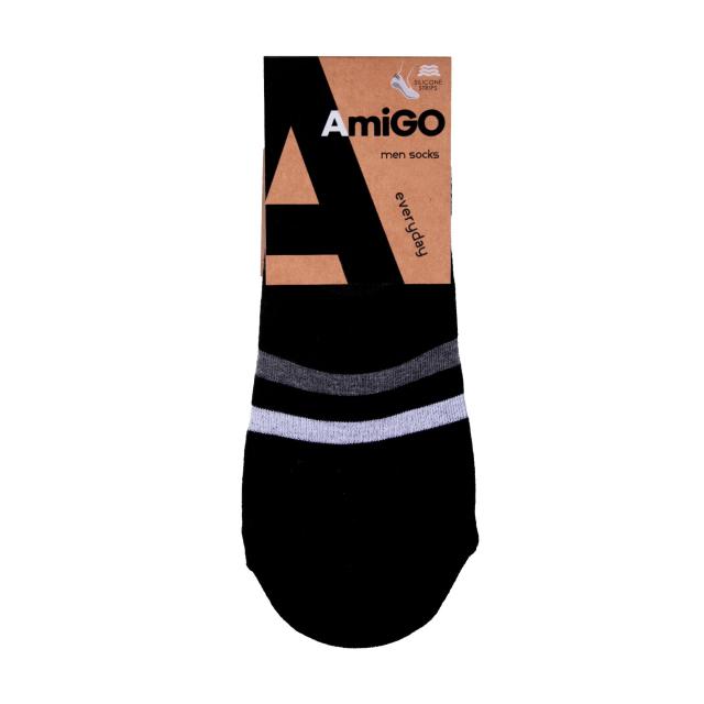 foto шкарпетки чоловічі amigo ss19 сліди, чорні з сірими смужками, розмір 27