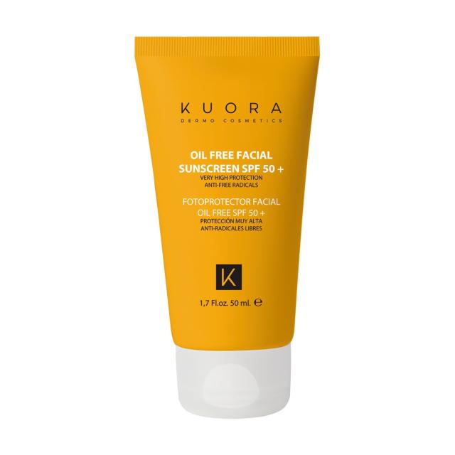 foto безолійний сонцезахисний крем для обличчя kuora dermocosmetics oil free facial sunscreen spf 50+ with vitamin e, 50 мл