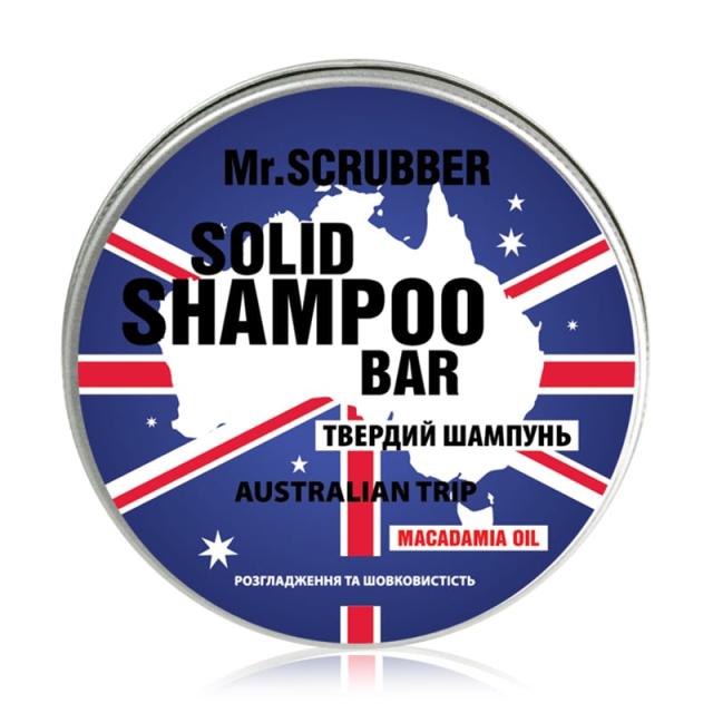 foto твердий шампунь для волосся mr.scrubber australian trip solid shampoo bar розгладження та шовковитість, 70 г