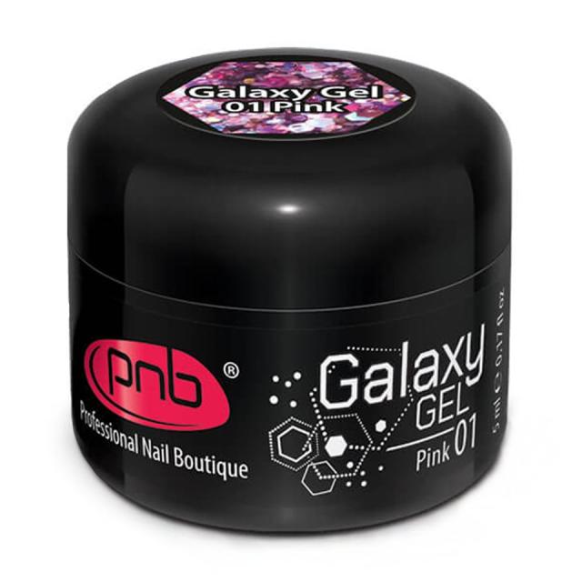 foto гель для дизайну нігтів pnb uv/led galaxy gel 01 pink, 5 мл