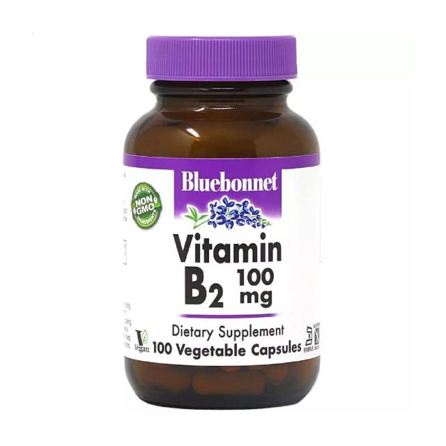 foto харчова добавка в вегетаріанських капсулах bluebonnet nutrition vitamin b2 вітамін b2, 100 мг, 100 шт