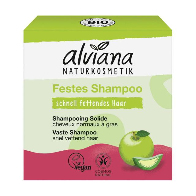 foto твердий шампунь для волосся alviana naturkosmetik organic solid shampoo з яблуком, 60 г