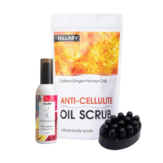 foto набір hillary anti-cellulite fire (скраб для тіла, 200 г + олія для тіла, 100 мл + мило для тіла, 100 г)