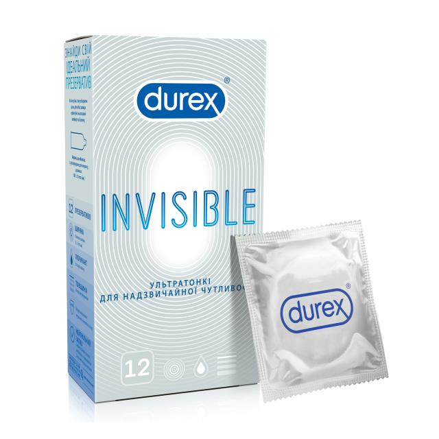 foto презервативи durex invisible ультратонкі, для надзвичайної чутливості, 12 шт