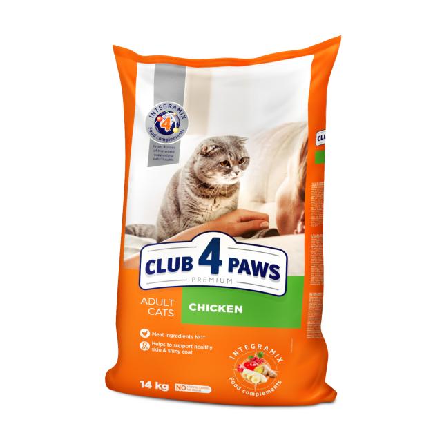 foto сухий корм для кішок club 4 paws premium зі смаком курки, 14 кг