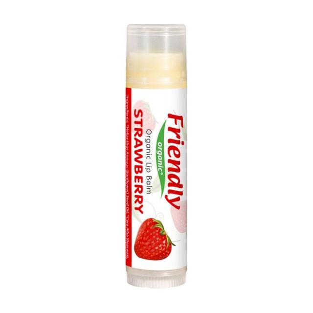 foto бальзам для губ friendly organic lip balm strawberry полуниця, для дітей і мам, 4.25 г
