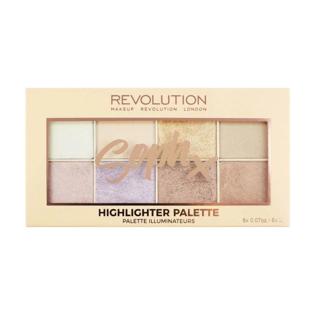 foto палетка хайлайтерів для обличчя makeup revolution soph highlighter palette, 16 г