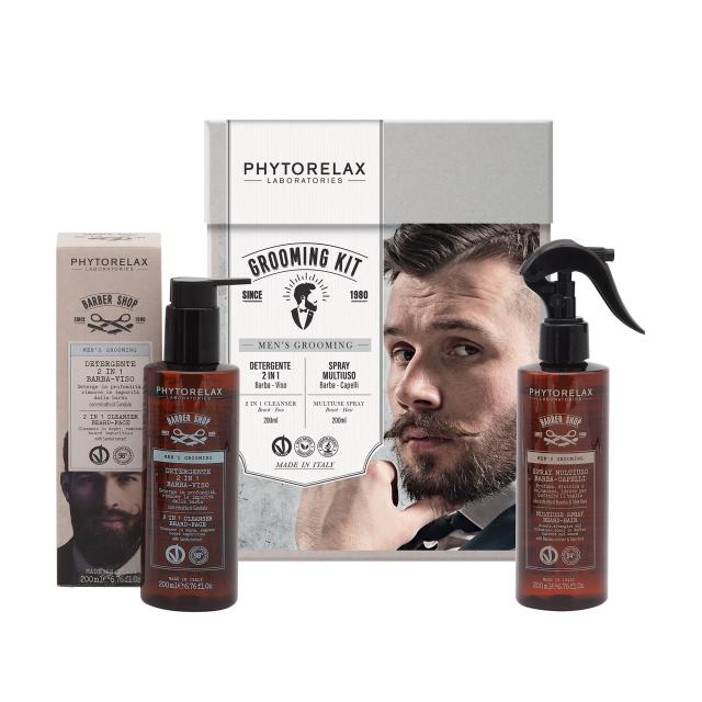 foto чоловічий набір для обличчя, бороди та волосся phytorelax laboratories mens grooming (спрей для волосся та бороди, 200 мл + гель для вмивання, 200 мл)