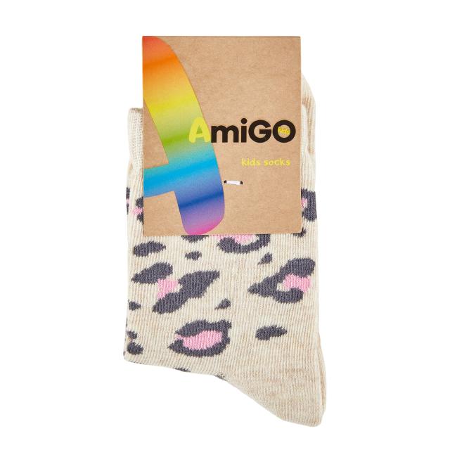 foto шкарпетки дитячі amigo леопард бежеві, розмір 16-18