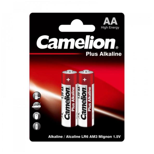foto батарейки camelion plus alkaline aa, 2 шт (lr6-bp2)