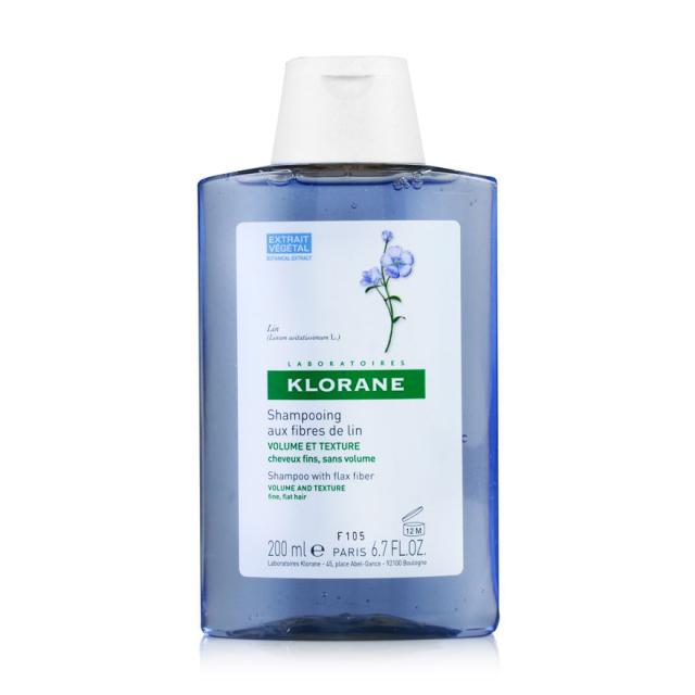 foto шампунь для додання об'єму тонкому волоссю klorane shampoo with flax fiber з екстрактом лляного волокна, 200 мл