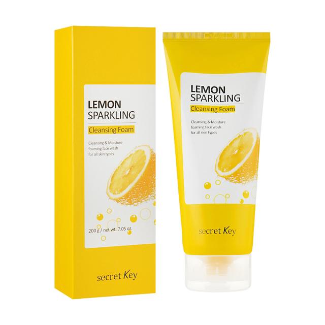 foto пінка для вмивання secret key lemon sparkling cleansing foam з екстрактом лимона, 200 мл