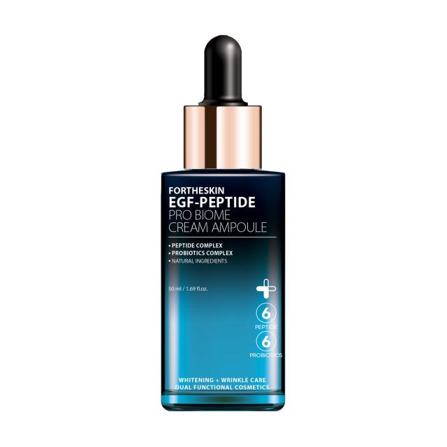 foto антивікова крем-сироватка для обличчя fortheskin egf-peptide pro biome cream ampoule, 50 мл