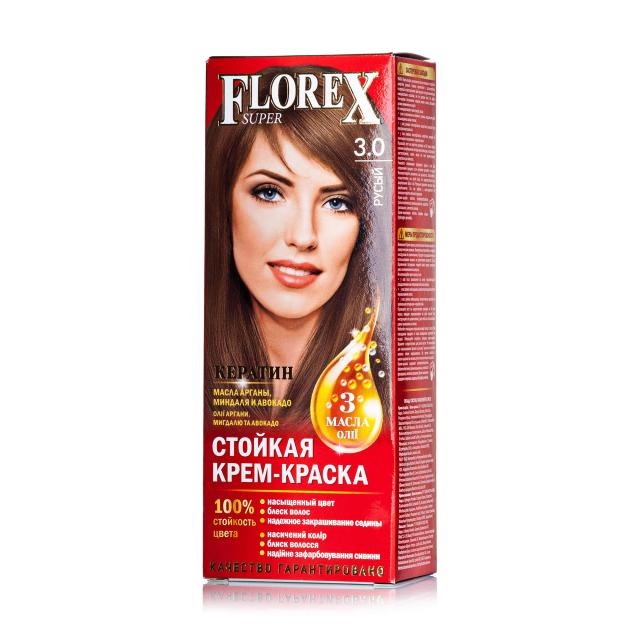 foto стійка крем-фарба для волосся florex super 3.0 русявий, 100 мл