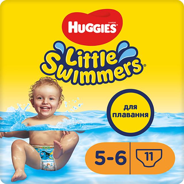 foto трусики-підгузки для плавання huggies little swimmers розмір 5-6 (12-18 кг), 11 шт