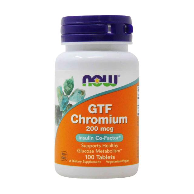 foto харчова добавка в таблетках now foods gtf chromium хром, 200 мг, 100 шт