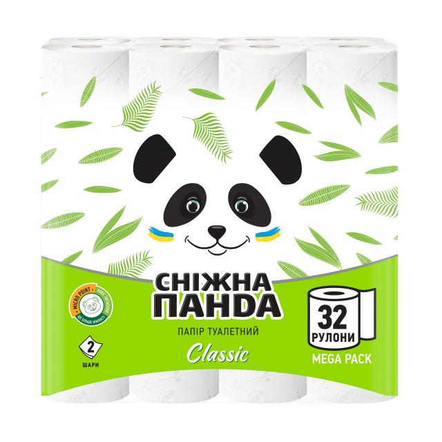 foto туалетний папір сніжна панда classic, 2-шаровий, 142 відриви, 32 шт
