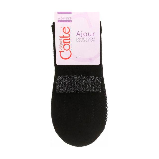 foto шкарпетки жіночі conte elegant ajour  15с-82сп (люрекс) бавовняні  чорний р.23