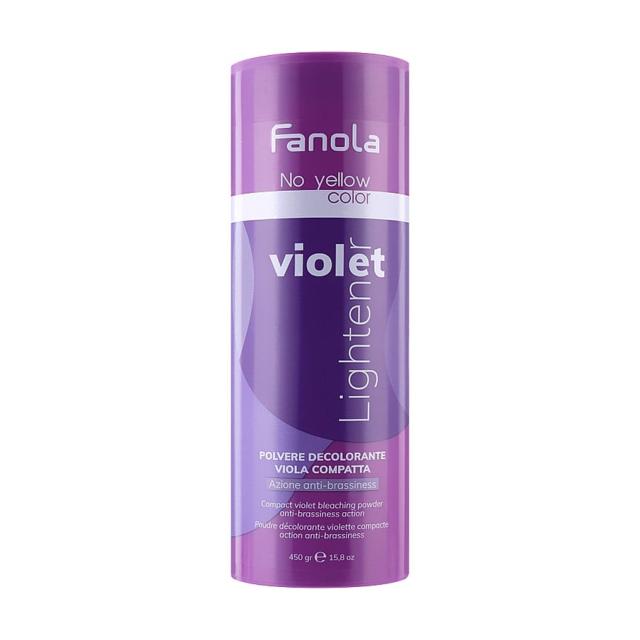 foto пудра для освітлення волосся fanola no yellow violet lightener powder фіолетова, 450 г
