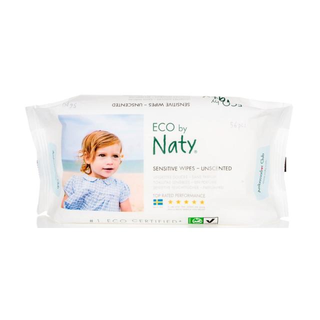 foto дитячі вологі екосерветки naty sensitive wipes без запаху, 56 шт