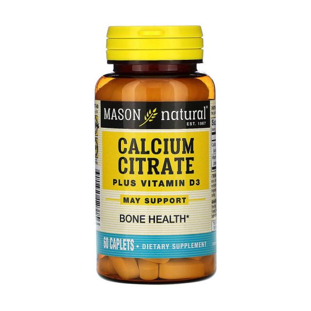 foto харчова добавка в капсулах mason natural calcium citrate plus vitamin d3 цитрат кальцію + вітамін d3, 60 шт