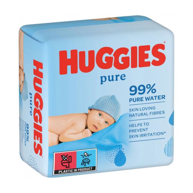 foto дитячі вологі серветки huggies pure для немовлят,  3*56 шт