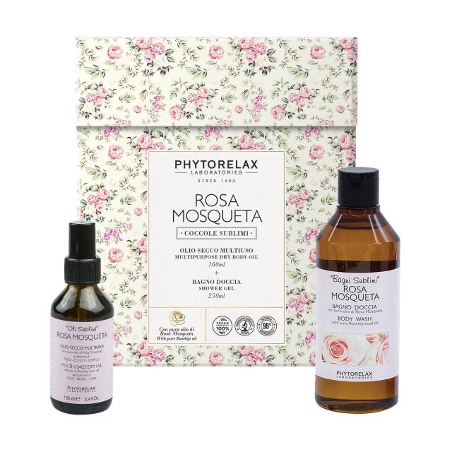 foto набір для обличчя, тіла та волосся phytorelax laboratories rosa mosqueta (гель для душу, 250 мл + багатофункціональна суха олія, 100 мл)