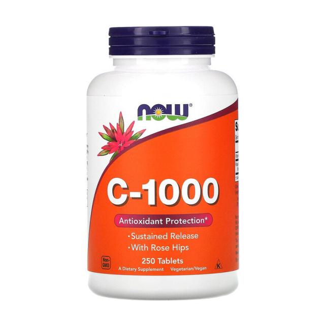 foto харчова добавка в таблетках now foods vitamin c-1000 з шипшиною, 250 шт