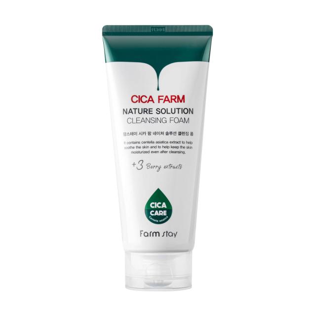 foto пінка для вмивання обличчя farmstay cica farm nature solution cleansing foam з екстрактом центелли азіатської, 180 мл