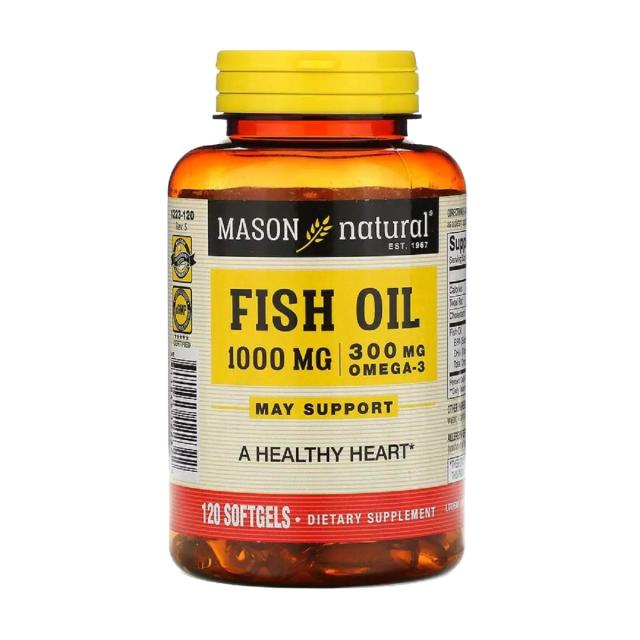 foto харчова добавка в капсулах mason natural omega-3 fish oil риб'ячий жир з омега-3 1000 мг, 120 шт