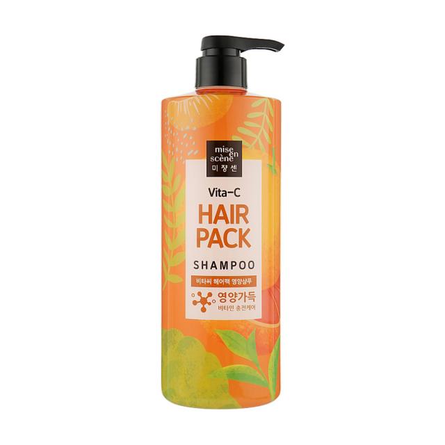 foto живильний шампунь mise en scene vita-c hair pack nourishing shampoo для сухого волосся, з вітаміном с, 1.5 л