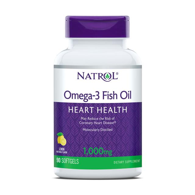 foto харчова добавка в капсулах natrol omega-3 fish oil омега-3 риб'ячий жир, з лимонним смаком, 1000 мг, 90 шт