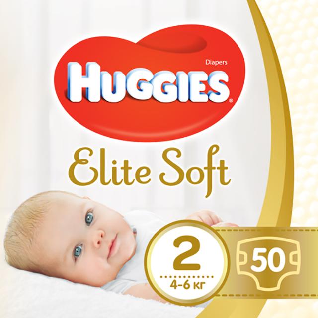 foto уцінка! підгузки huggies elite soft розмір 2 (4-6 кг), 50 шт