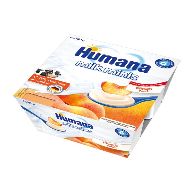 foto продукт кисломолочний humana milk minis pfirsich персик, 4*100 г