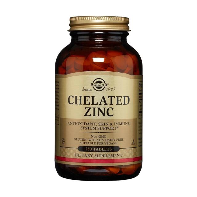 foto харчова добавка в таблетках solgar chelated zinc цинк хелатний 22 мг, 250 шт
