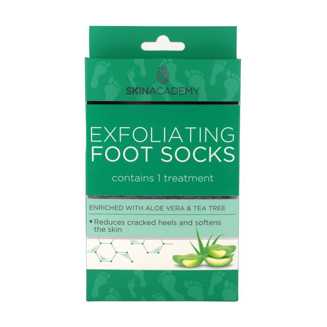 foto пілінгові шкарпетки skin academy exfoliating foot socks aloe vera & tea tree з екстрактом алое вера та зеленого чаю, 2 шт