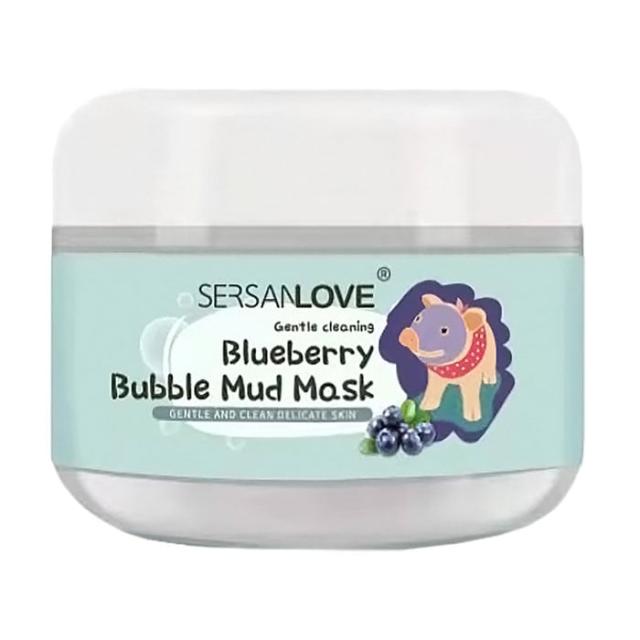 foto очищувальна бульбашкова киснева маска для обличчя sersanlove piglet blueberry bubble cleansing mud mask з екстрактом чорниці, 100 г