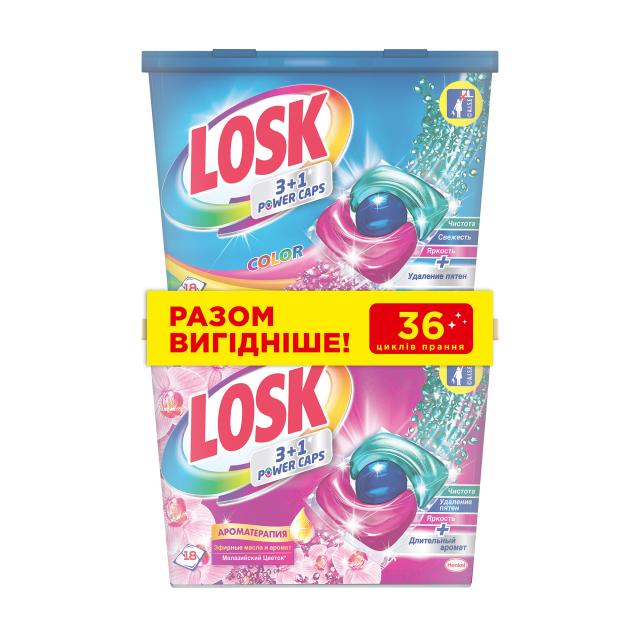 foto набір тріо-капсул для прання losk (малайзійська квітка, 18 шт + сolor, 18 шт)