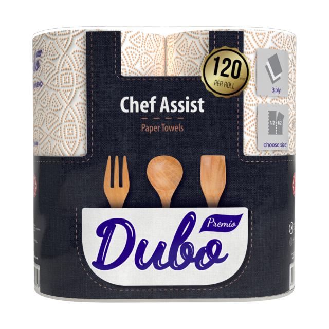 foto паперові рушники диво premio chef assist, 3-шарові, 120 відривів, 2 шт
