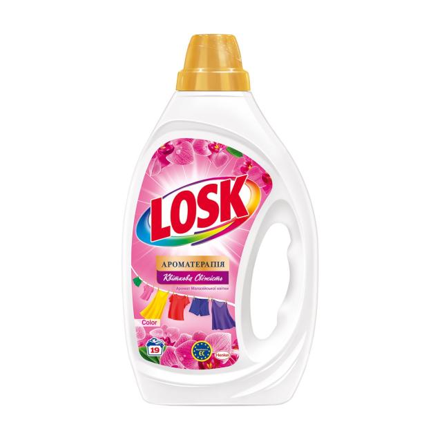 foto гель для прання losk color gel ароматерапія, квіткова свіжість, аромат малайзійської квітки, 19 циклів прання, 855 мл