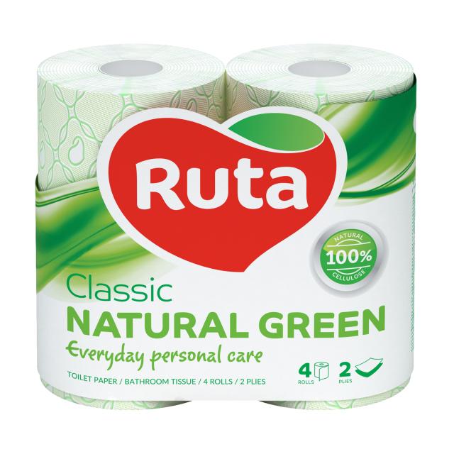 foto туалетний папір ruta classic зелений, 2-шаровий, 170 відривів, 4 шт
