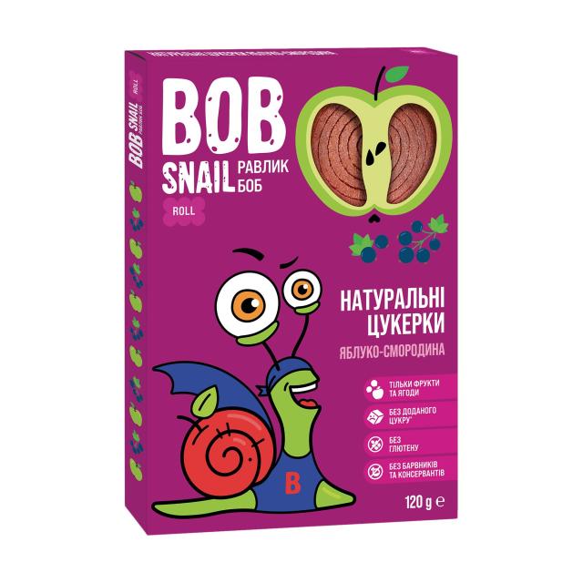 foto натуральні цукерки bob snail яблуко-смородина, 120 г