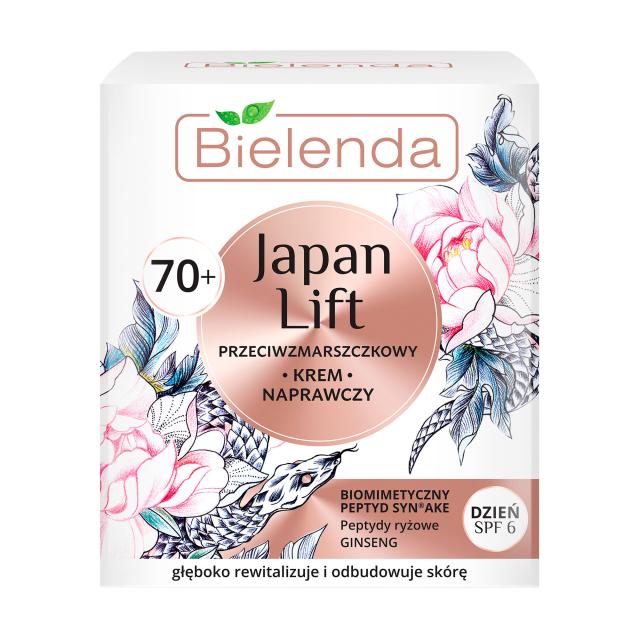 foto крем для обличчя bielenda japan lift денний, відновлюючий, проти зморшок 70+, spf 6, 50 мл