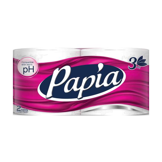 foto туалетний папір papia білий, 3-шаровий, 150 відривів, 2 шт