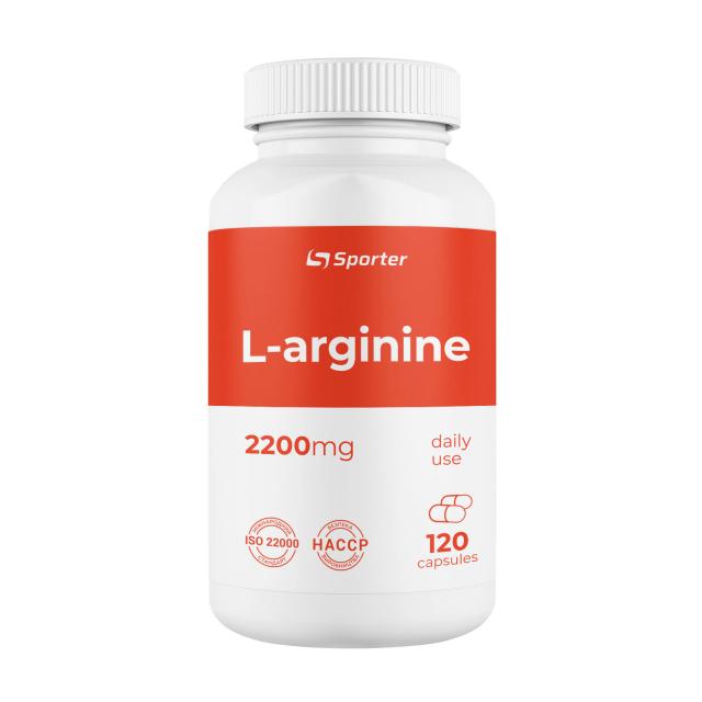 foto харчова добавка амінокислоти в капсулах sporter l-arginine l-аргінін, 2200 мг, 120 шт