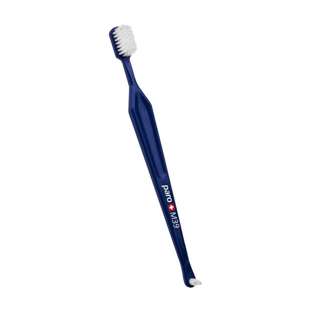 foto зубна щітка paro swiss classic m39, середньої жорсткості, синя, 1 шт (у поліетиленовій упаковці)