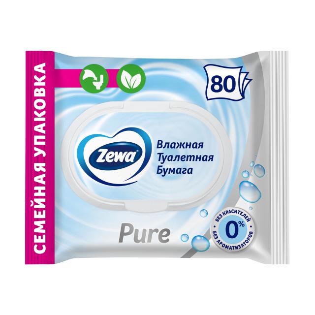 foto вологий туалетний папір zewa pure без аромату, 1-шаровий, 80 шт
