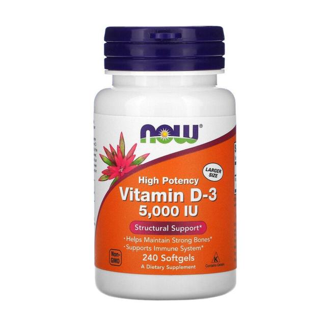 foto харчова добавка вітаміни в желатинових капсулах now foods vitamin d-3 5000 iu, 240 шт